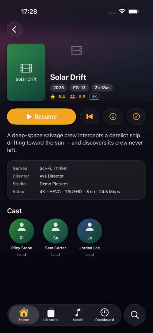 Movie detail page in Interteno